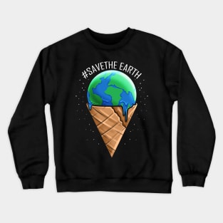 Ice Cream Cone With Melting Ice Cream Ball For Earth Day Crewneck Sweatshirt